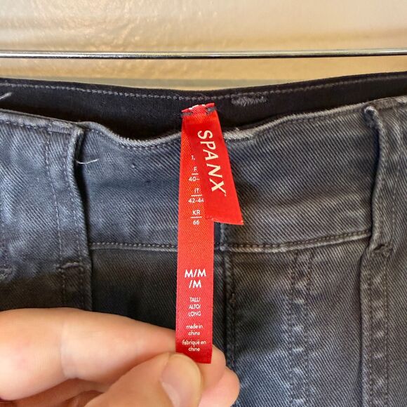 Spanx Stretch Twill Ankle Dark Gray Cargo Pants Medium TALL Inseam - Picture 3 of 14